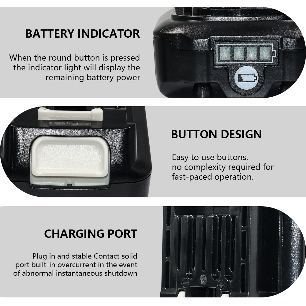 pro lithium-iontovou baterii Makita 12V 1,5-3Ah, používanou pro elektrické nářadí, jako je stavebnictví a zahradnictví - náhled 4