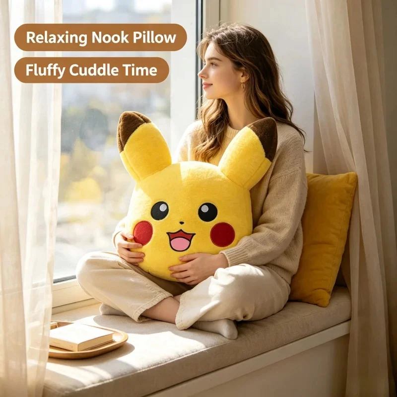 Pikachu Double Sided Plush Cushion, Cute Cartoon Stuffed Pillow Doll For Sofa, Bed And Bedroom, Home Decoration Holiday Gift