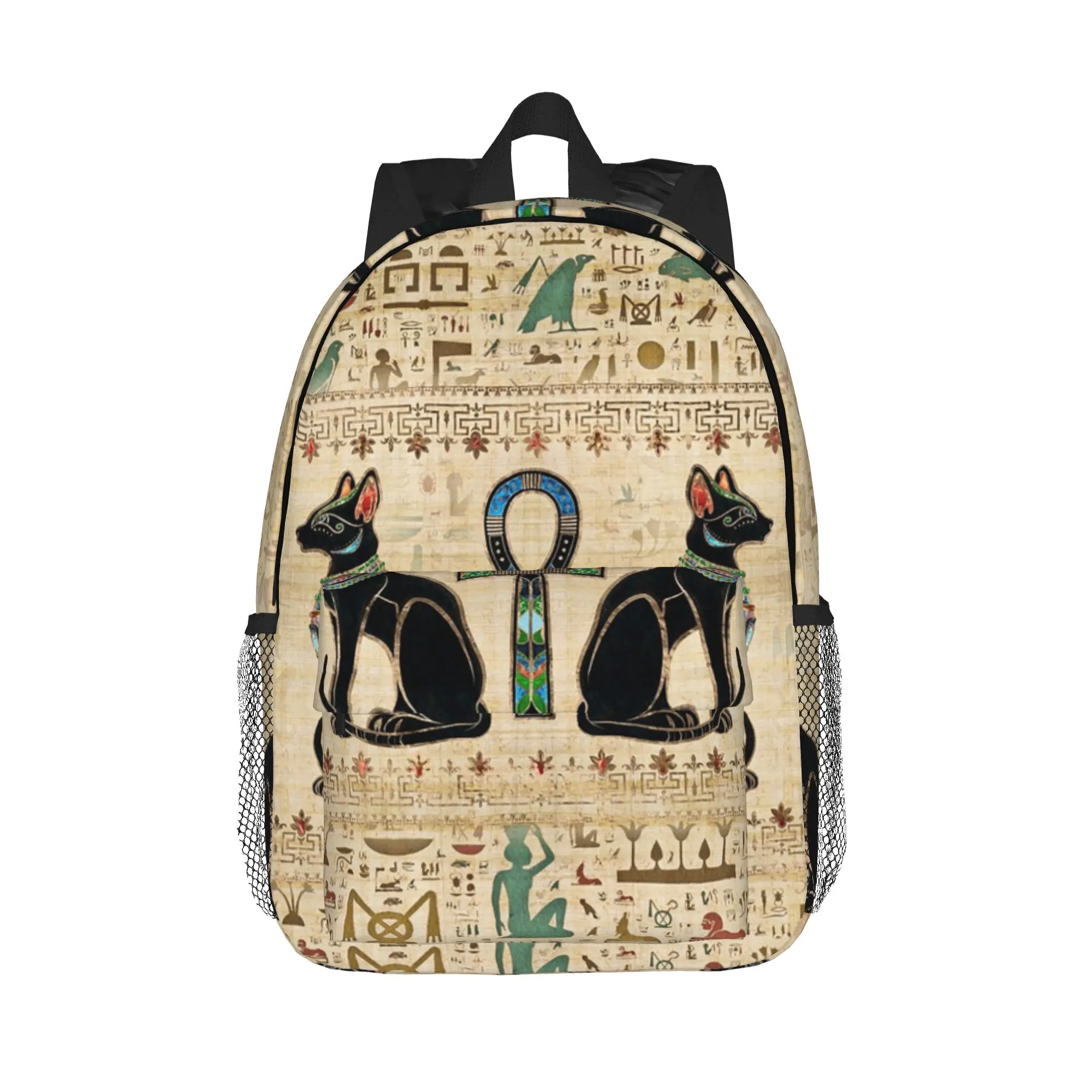 Egyptian Cats and ankh cross Backpack Hot Sale Daypack Large Capacity Boys Girls BookBag Shoulder Bags for Men Women School Bag