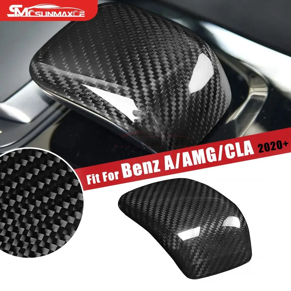 

Carbon Fiber Car Interior Gear Shift Knob Cover Trim Car Accessories For 2020-2023 Benz W177 V177 A35 A45 CLA C118 CLA180 CLA200