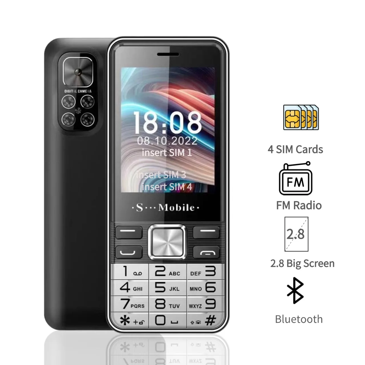 Low Price Elderly Mobile Phone Four Sim Card 2.8\