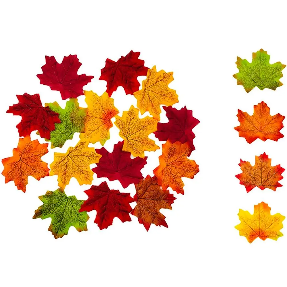 50Pcs/Pack Maple Leaves Simulated Maple Leaves Plants Handmade Artificial Leaf Plants Silk Flower Leaf Stacked Maple Leaves