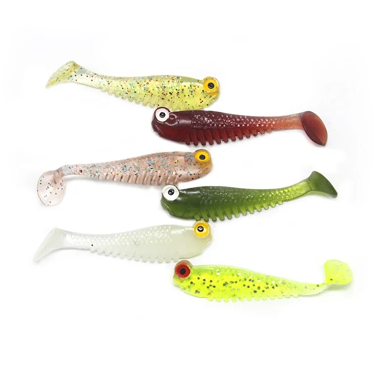 10pcs/Lot 5cm 1.3g Fish Silicone Worm Soft Lures Fake Bait Sea Fishing Swimbait Surface Artificial Spinnerbait