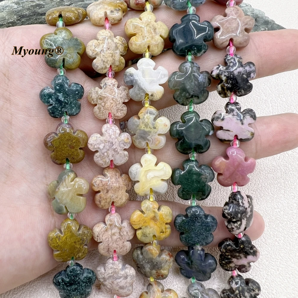 Plum Blossom Flower Shape Natural Crystal Quartzs Agates Jaspers Stone Space Beads For DIY Jewelry Making MY230816