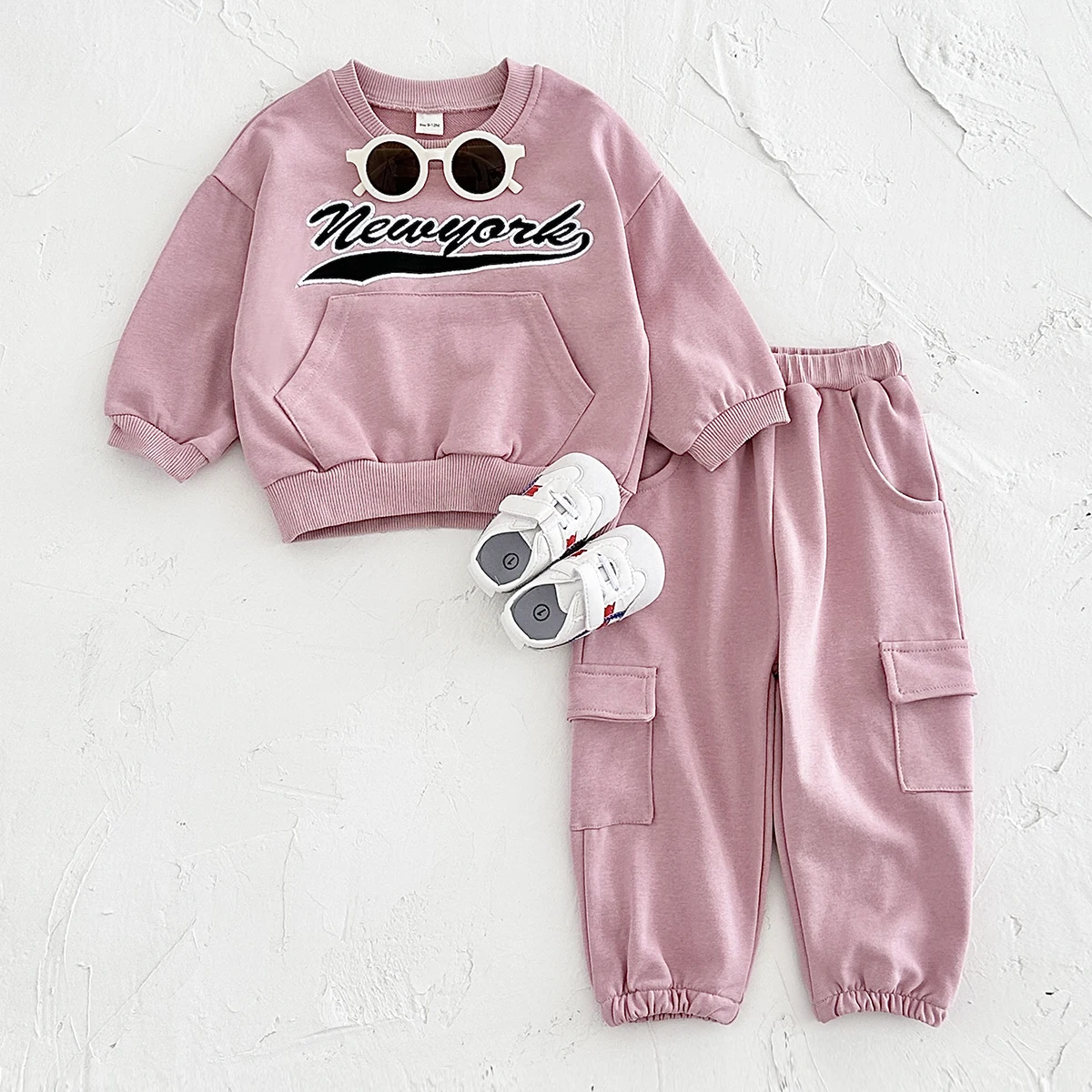 Fall Baby Clothes New York Hooded Sweatshirt+Pants Infant Baby Spring Sports Suit Boys Girls Stylish Warm Cotton Children 1-4Y