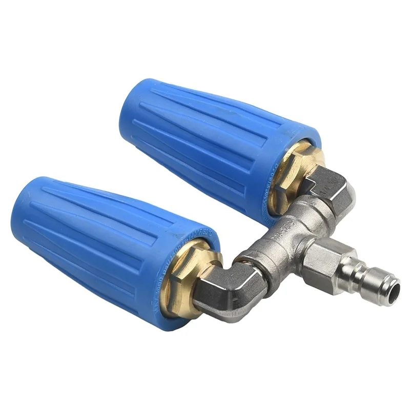 

A63X-1Set High Pressure Washer Dual Tip Turbo Nozzle 4000PSI Pressure Rotating Dual Turbo Nozzle Spray Tip 1/4Inch Metal+Plastic
