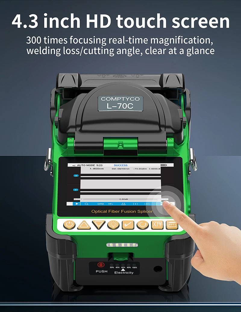 AUA-15F/L-70C Mini Fiber Optic Fusion Splicer Touch Screen 6 Motors SM/MM Optica
