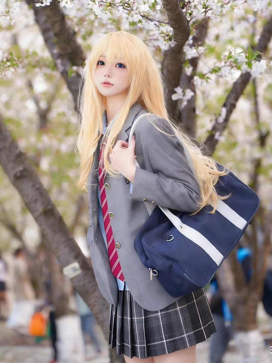 

April Is Your Lie Original JK orm Set Women's School Sle Cosplay Costume Spring Season ort Skirt Long Sve
