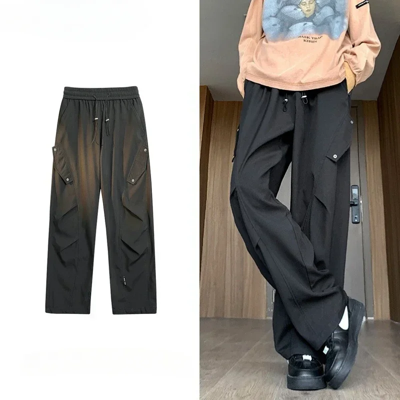 American Cargo Storm Pants Men's Fashion Brand New Design Sense of Loose Straight Leg Wide Leg Sports Casual Long Pants