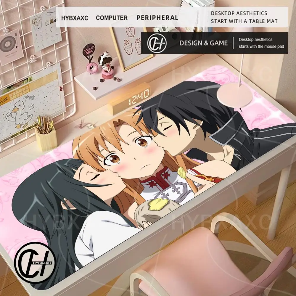 

Sword Art Online Mouse Pad Gaming Accessories Mouse Pad Locking Edge Computer Gamer Large Rubber Art Mousepad Laptop Desk Mat