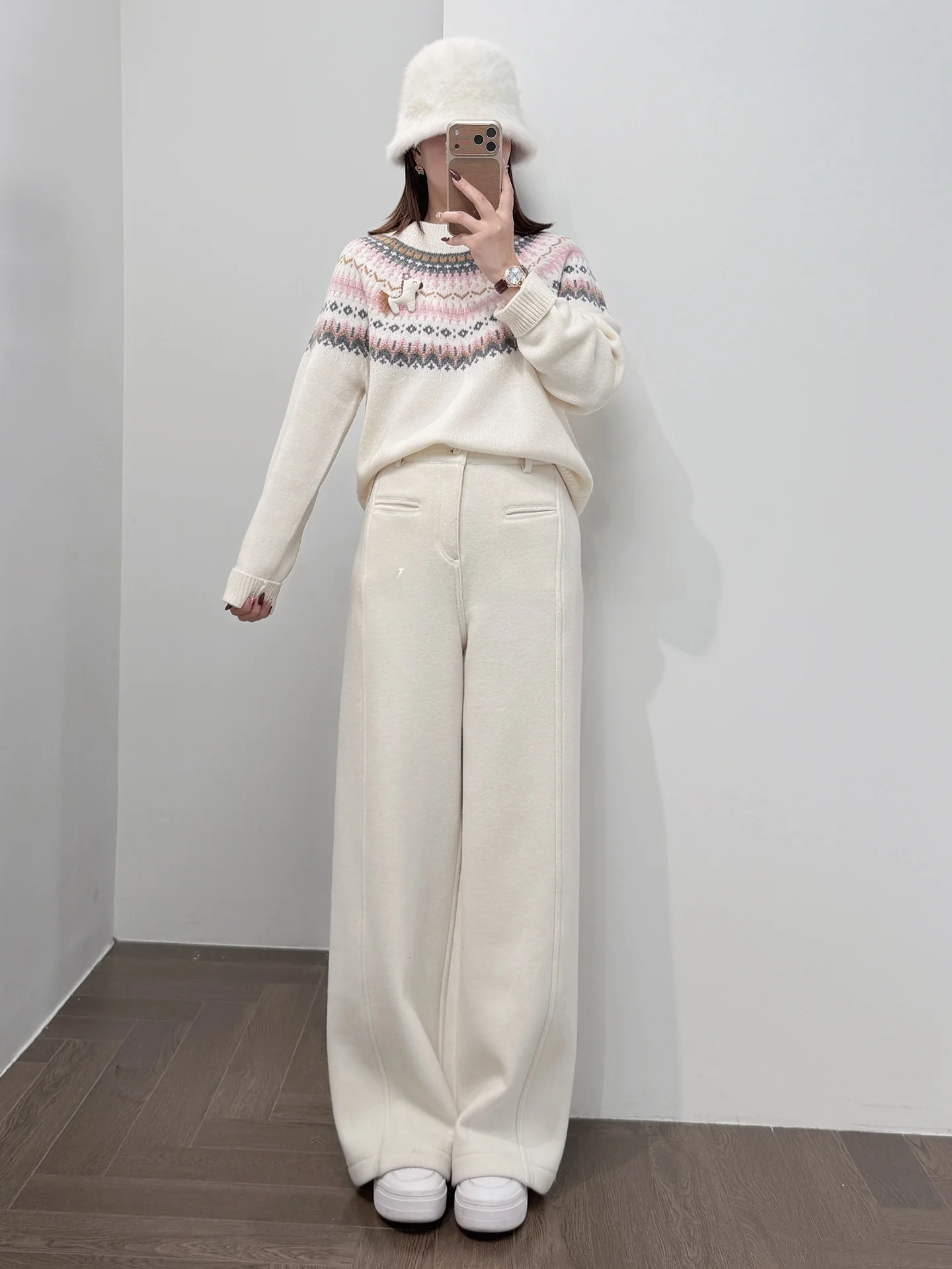 

High Densi 00 Wool Sweater 26 Yards 3 Strong Twist Casual Sle Women's Long Sve round Ne Knitwear Heavy Weight