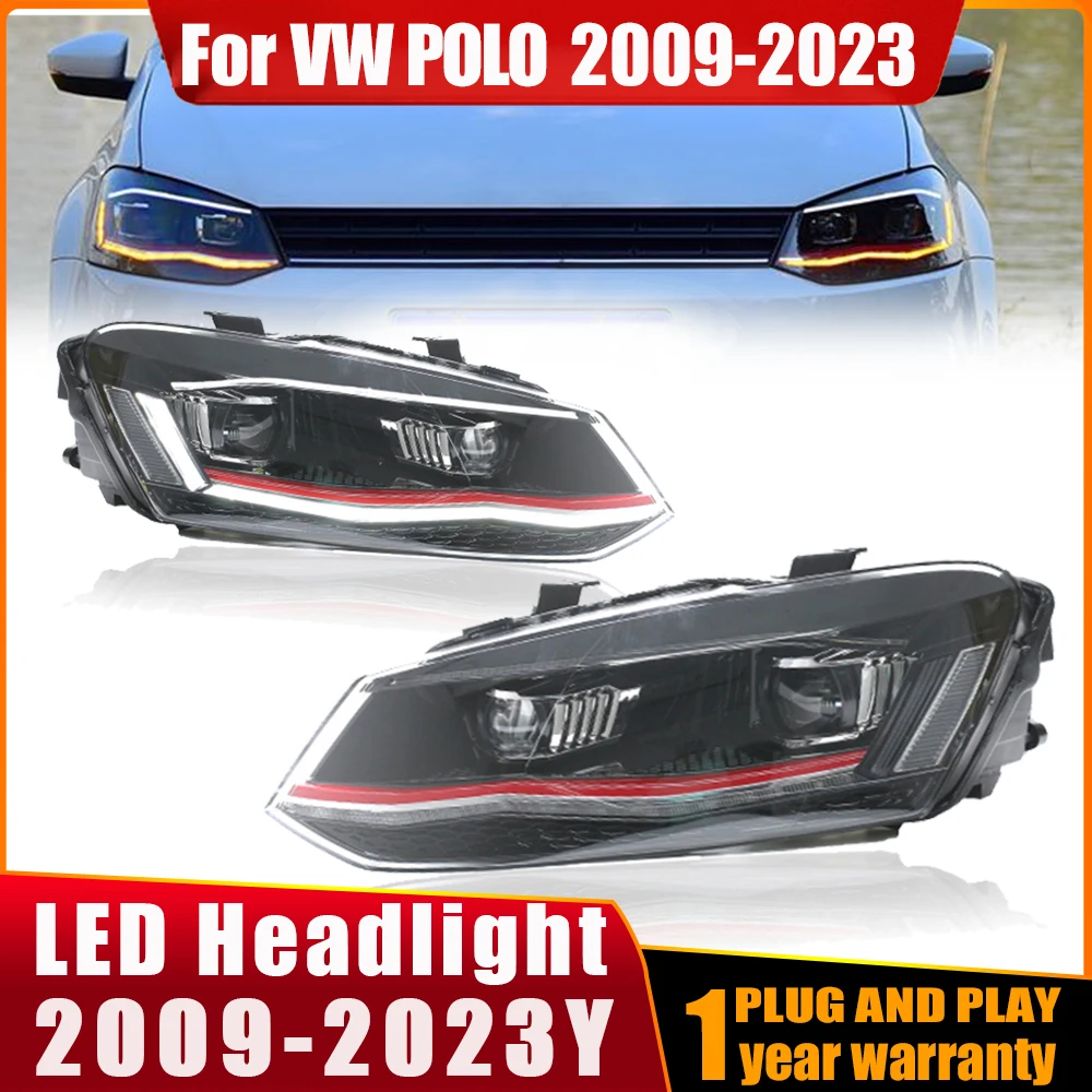 

2pcs Car Lights for VW POLO Headlight 2009-2022 Git Head Lamp Drl Projector Lens Automotive Accessories