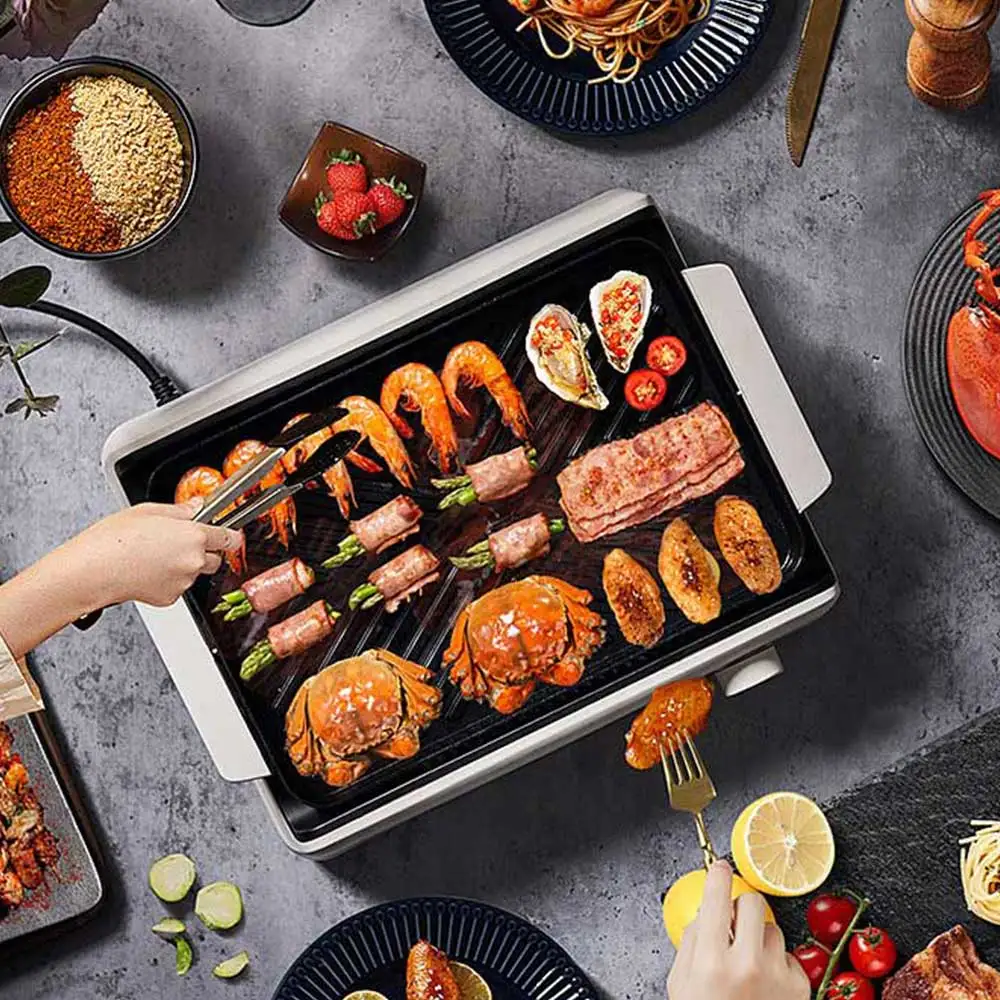 Multifunctional Electric Griddle Plate Parrilla  Smokeless Barbecue Grill