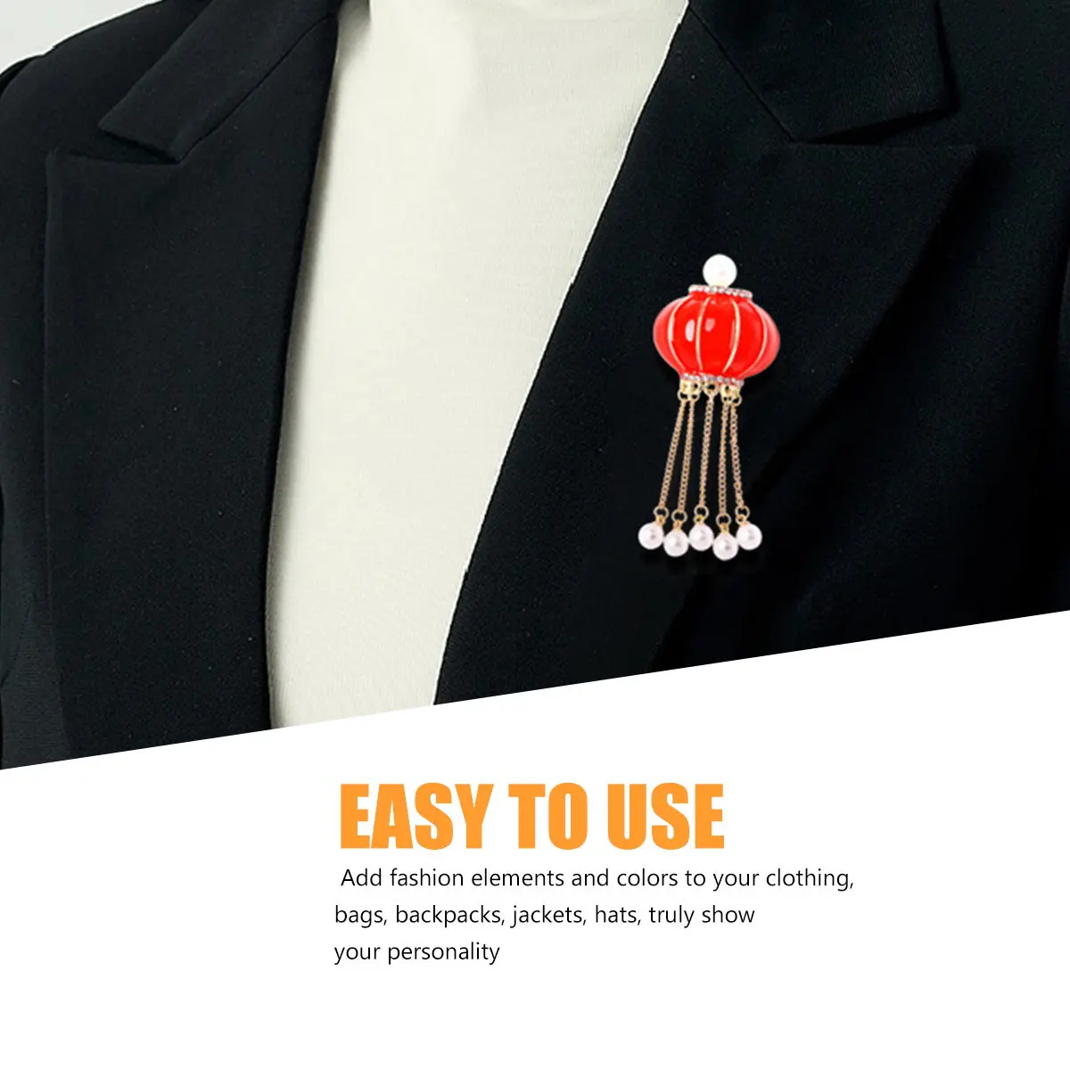 Red Lantern Brooch Pin Alloy Women Brooch Elegant Chinese Retro Design Clothes Bag Sweater Dress Shirt Hat Scarf Shawl