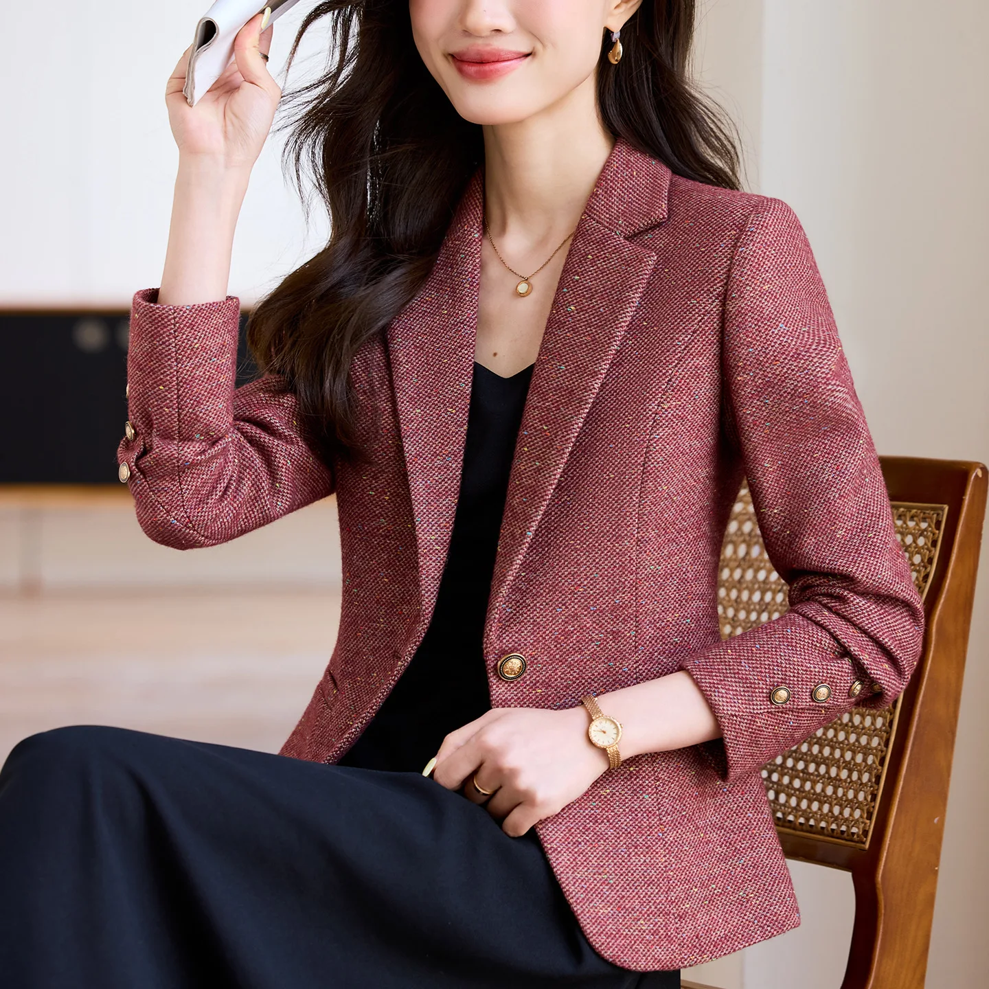 

NEW Office Ladies Blazer Women Jacket Long Sleeve Single Button Female Business Work Wear Slim Formal Coat Jacket Streetwear Top