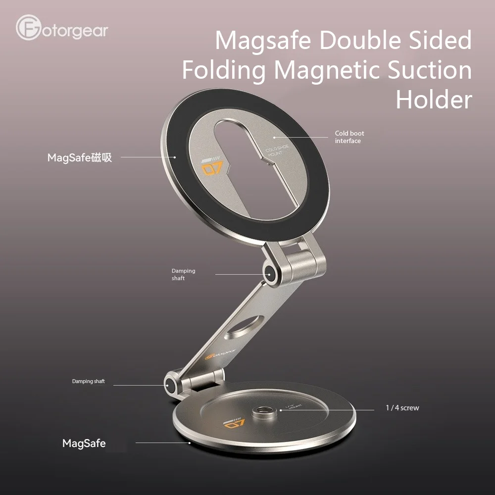 Suporte magnético universal para telefone Fotorgear com montagem em sapata fria e suporte dobrável para telefone com furo rosqueado de 1/4 "-20 para smartphone ﻿