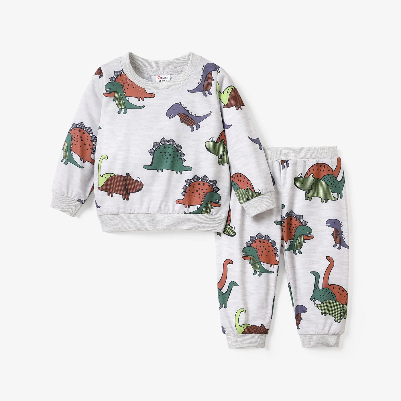 

PatPat 2pcs Baby Boy Allover Dinosaur Print Long-sleeve Sweatshirt and Pants Set