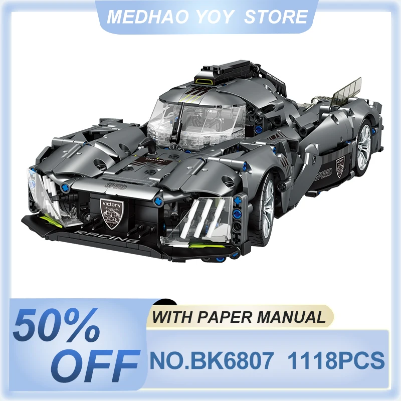 

New MOC BK6807 Technical Super Sport Racing Vehicle Model Building Blocks Bricks Puzzle DIY Toy Birthday Christma Gifts For Kids