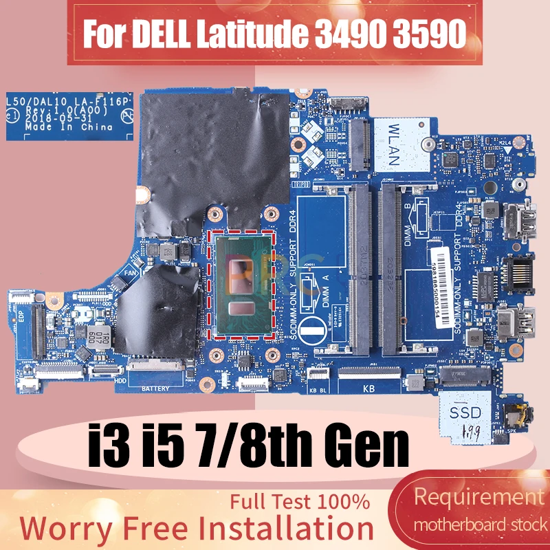 LA-F116P For DELL Latitude 3490 3590 Laptop Motherboard i3-8130U i5-7200U i5-8250U 08M4FC 0CXRM1 05NDV7 Notebook Mainboard