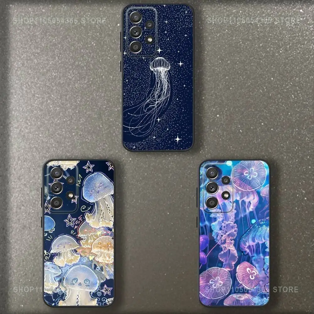 

Undersea Animal Jellyfish Phone Case For Samsung S 25,24,23,22,30,21,10,9,Ultra,Plus,Lite,FE,4,5 G Soft Black Case