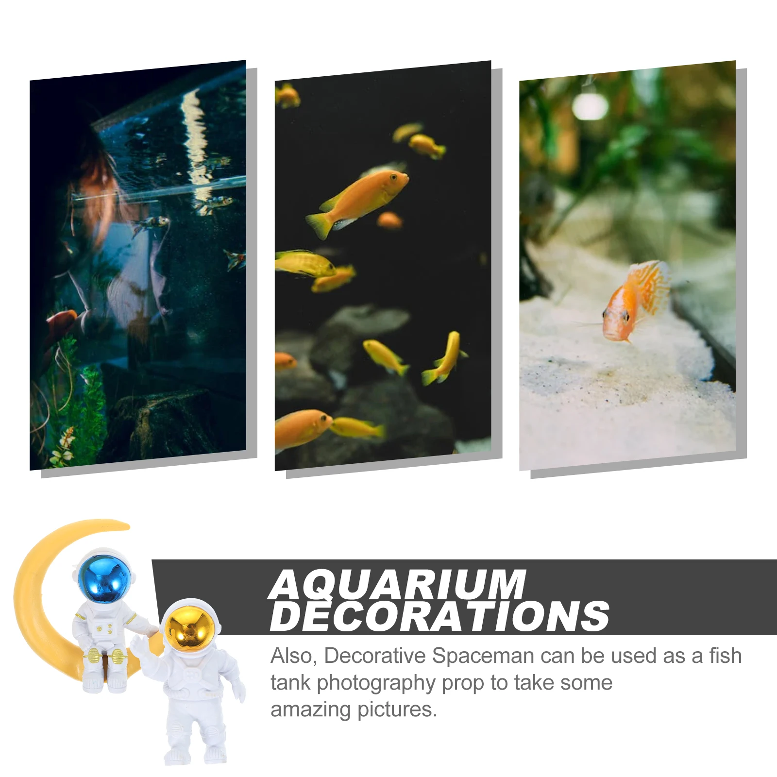 

2Pcs Astronaut Ornaments PVC Space Theme Fish Tank Decor Moon Aquarium Spacemen Model Home Desktop Pet Supplies