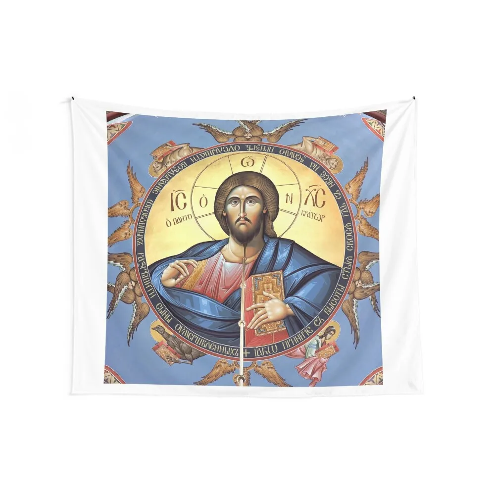 Christ Pantocrator in the Orthodox Church of St. Alexander Nevsky, Belgrade Tapestry Room Decorations Aesthetic Tapestry