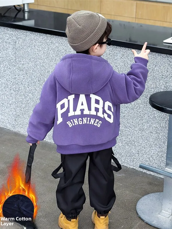 

Хлопковая куртка с капюшоном Thiened для мальчиков, осенне-зимняя ветровка Orlon Fce, верхняя одежда, молодежная модная подставка на молнии, Cl...