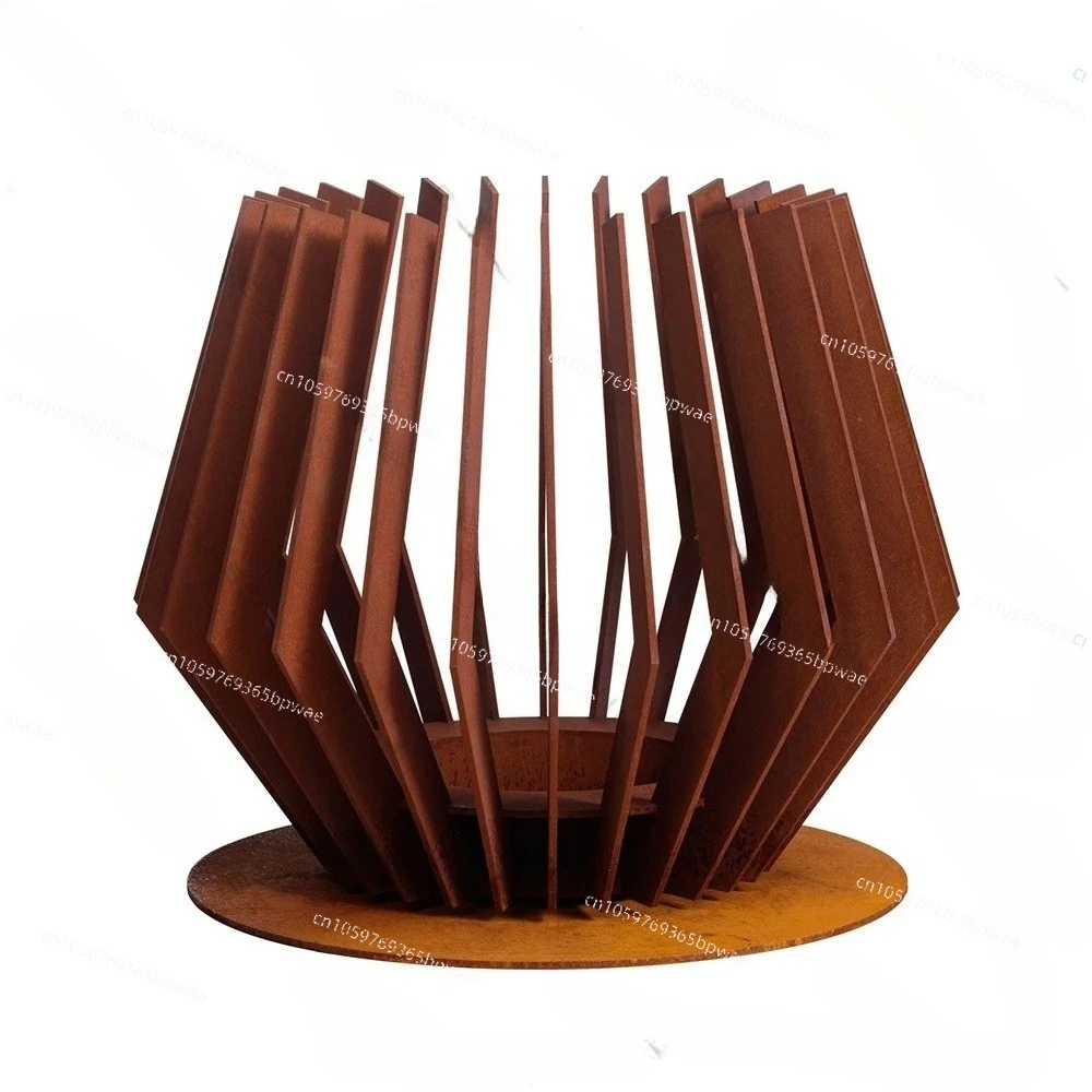Natural Gas/Core Fire Pit, BBQ Cooking Grill, Outdoor Freestanding, Round Villa Garden 1450mm, Wood Burning