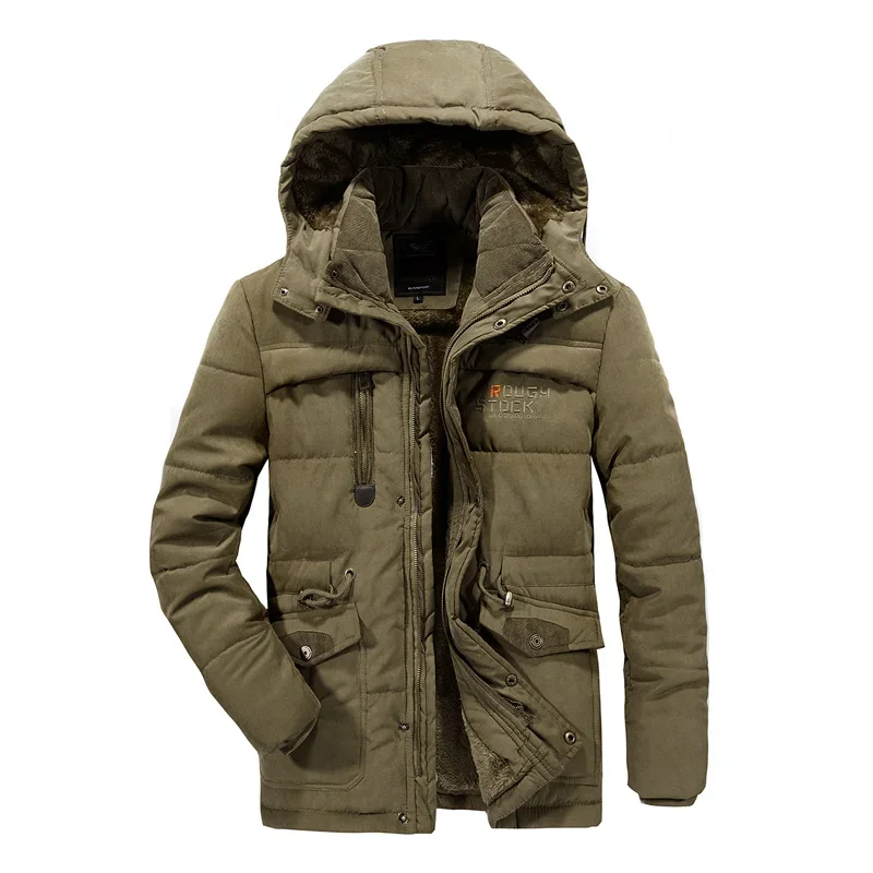 Parka à capuche style militaire pour homme, coupe-vent chaud épais, manteau masculin, veste d'hiver, sourire, grande taille, 5XL, 6XL, 7XL, 8XL