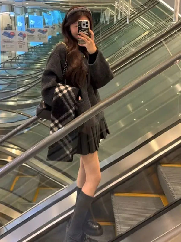 

Корейская короткая куртка свободного кроя: красивая, уникальная, модная зимняя верхняя одежда для женщин, премиум-качество, круглый вырез горловины