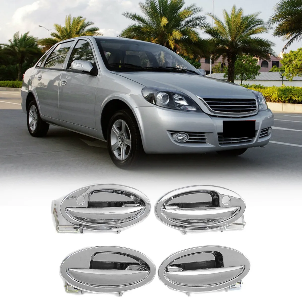 4X Car Exterior Outside Door Handle Chrome Cover Front Rear Left Right for LIFAN 520 520I Lifan