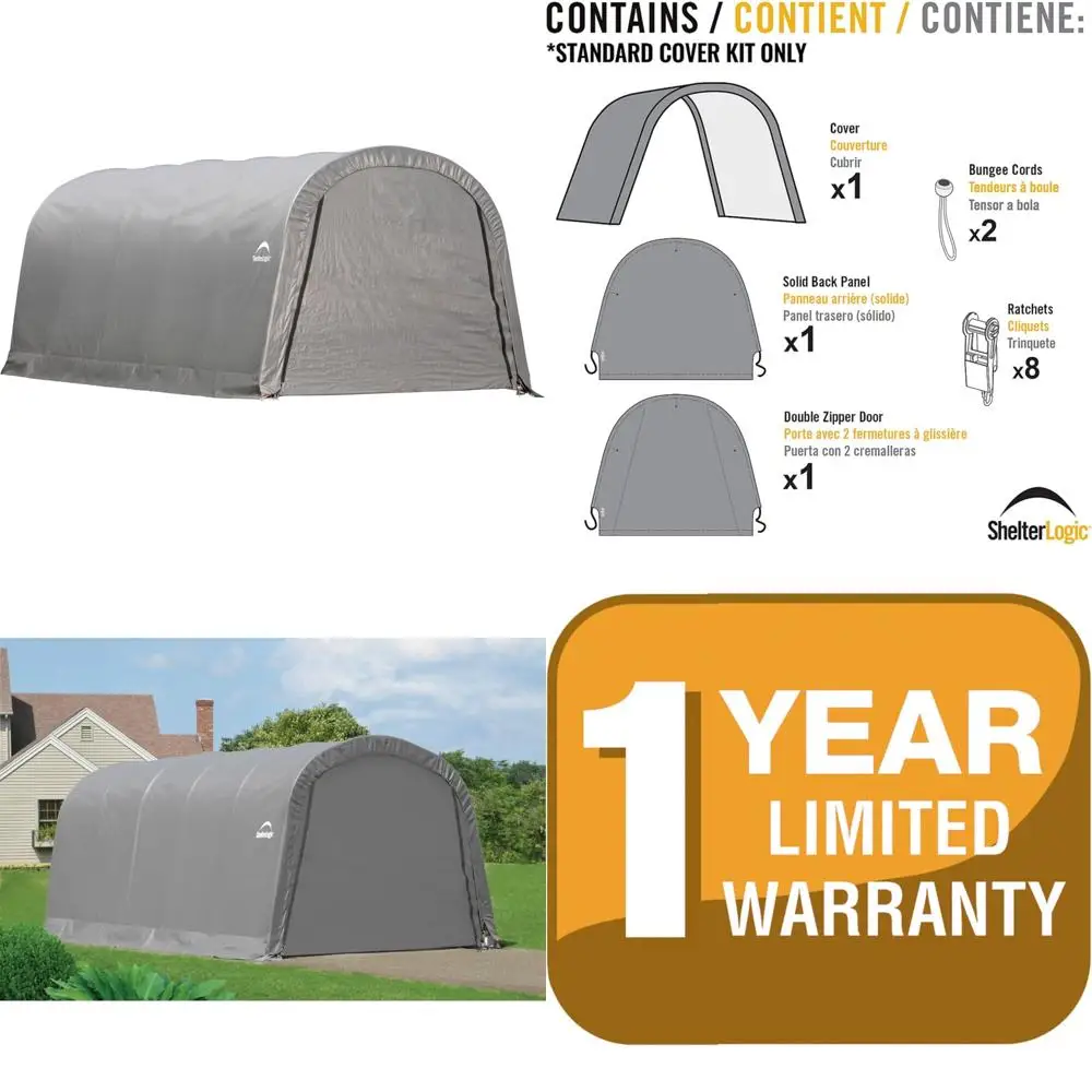

Gray 7.5 oz Roundtop Garage Replacement Cover 12x20x8 Feet Durable Outdoor Cover for Vehicles