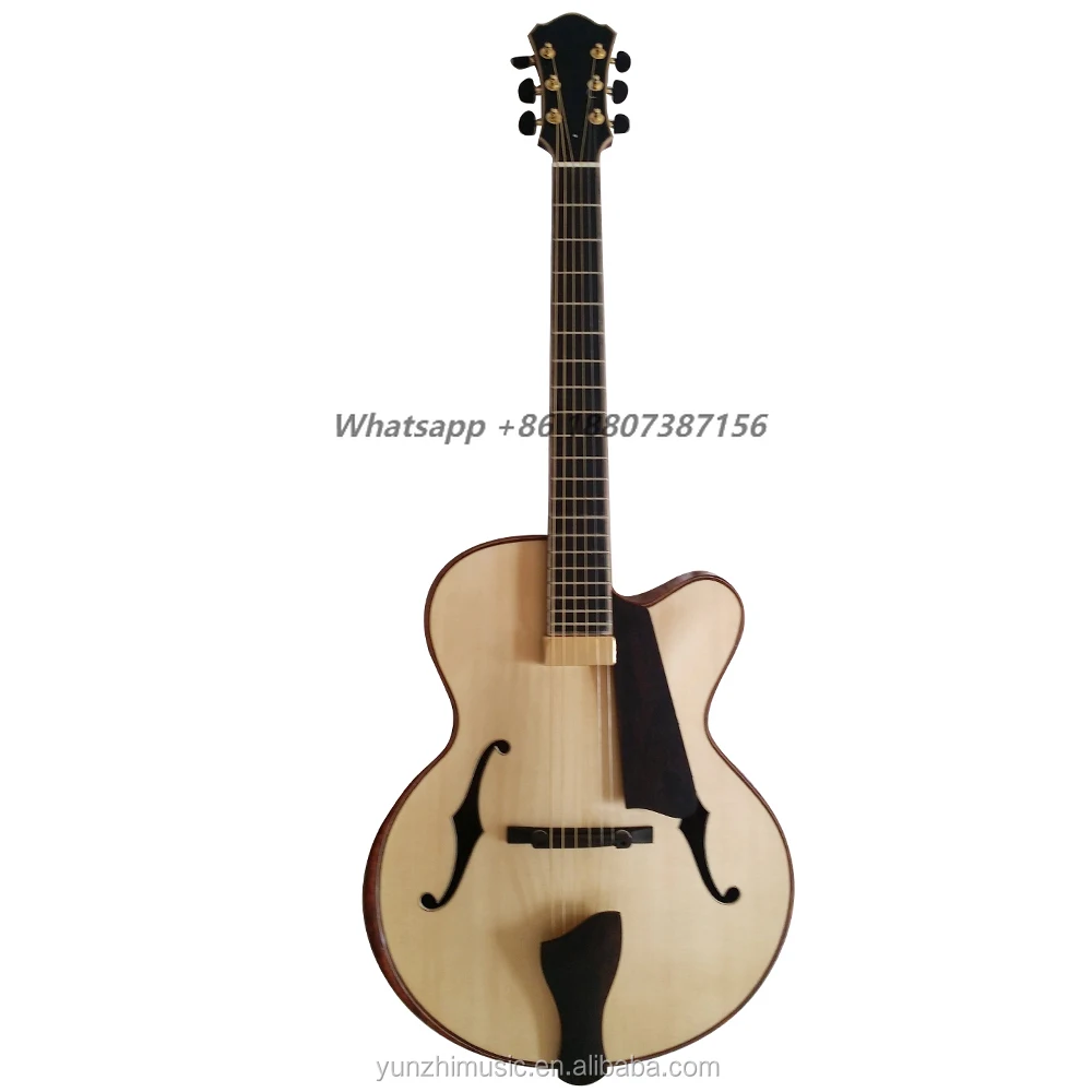 

Handmade Solid Jacaranda Wood Archtop Electric Guitar with Maple Back/Side and Ebony Fingerboard Fully Handmade