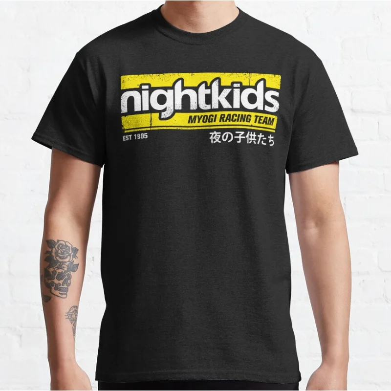 

NightKids 80s Vintage Anime Initial D Japan manga Mountain Drift Racing Graphic T Shirts large size Adult S-6XL