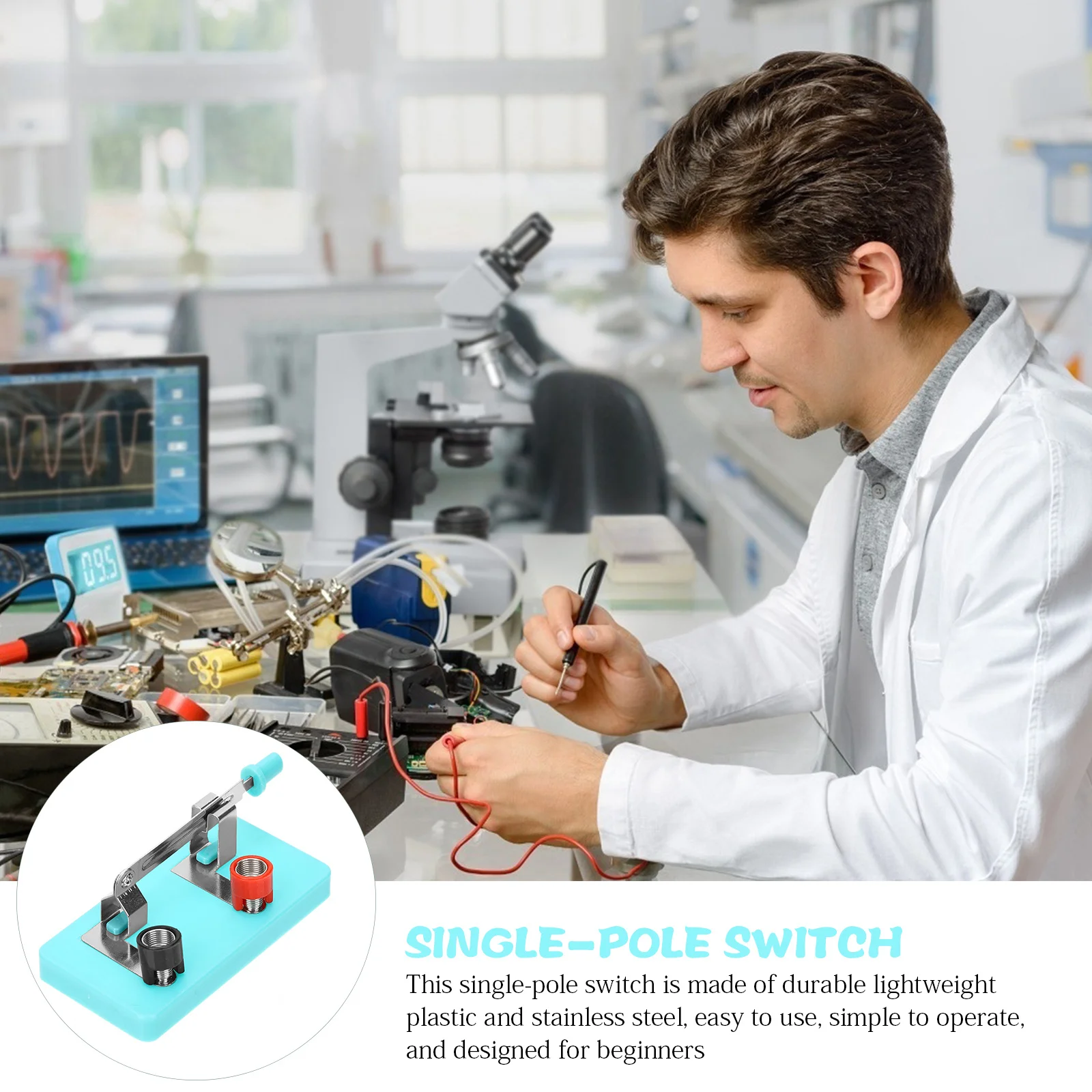 

4Pcs Single Throw Switch Single Pole Spst Electrical Experiment Teaching Aids for Physics DIY Circuit Learning Tool