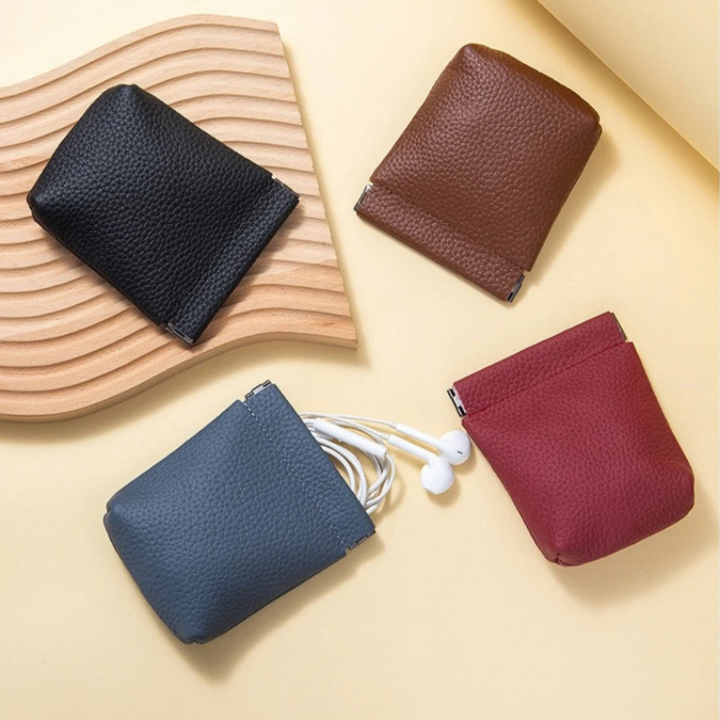 

Chic Japanese Style Coin Purse Fashion Squeezed Lychee Leather Wallet, Women’s Compact Organizer Pouch for Coins/Cards/Lipstick