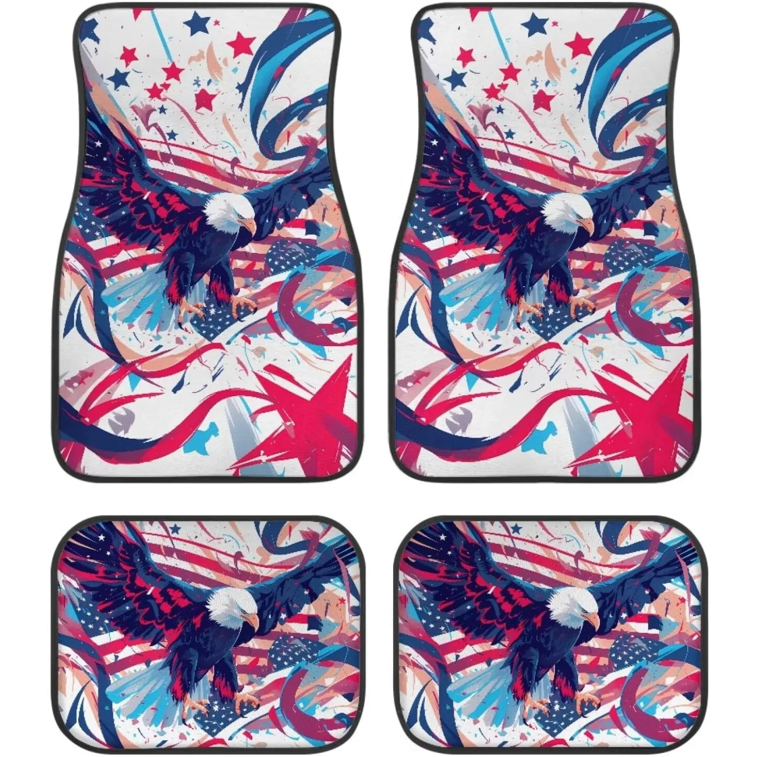 Eagle Pattern Car Floor Mats 4pcs Set Automotive Floor Mats Fits For SUV, Vans, Sedans, Trucks All-Weather Protection, Vehicle P