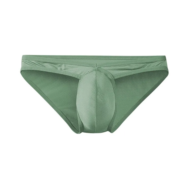Men's Low Waisted Underwear U-Shaped Tight Fitting Ice Silk High Slit Sports Triangle Pants Breathable Briefs
