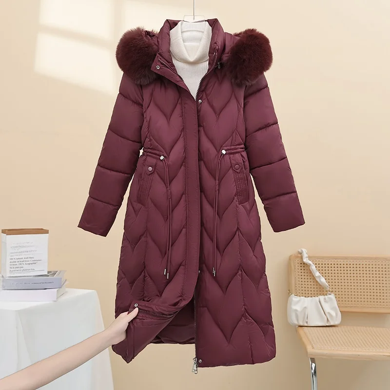 الشتاء Thiened القطن Jaet المرأة ميدي الإفراط في الركبة الخصر مقصوص معطف القطن Sli أمي في منتصف العمر حجم كبير Jaet #2