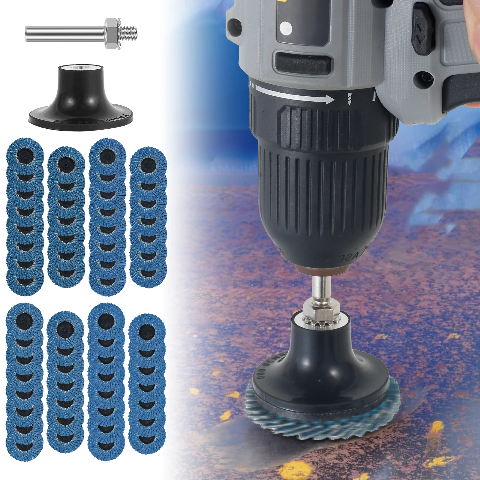 

60Pcs Mini Flap Disc Set 2 Inch Alumina Die Grinder Sanding Disc with 1/4 Inch Holder Flap Grinding Wheel Roll Lock Flap Wheel