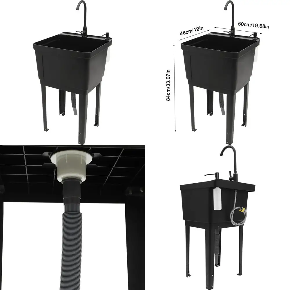 

Freestanding Laundry Tub Sink with Faucet, Soap Dispenser, and Drain Kit for Efficient Home Laundry Room
