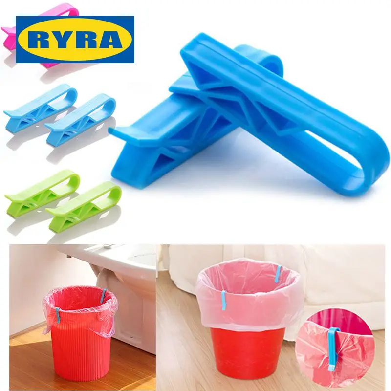 12/2Pcs Garbage Bin Clip Durable Plastic Trash Bag Fixed Clip Holder For Kitchen Bathroom Organizer Household Storage Clamp Clip