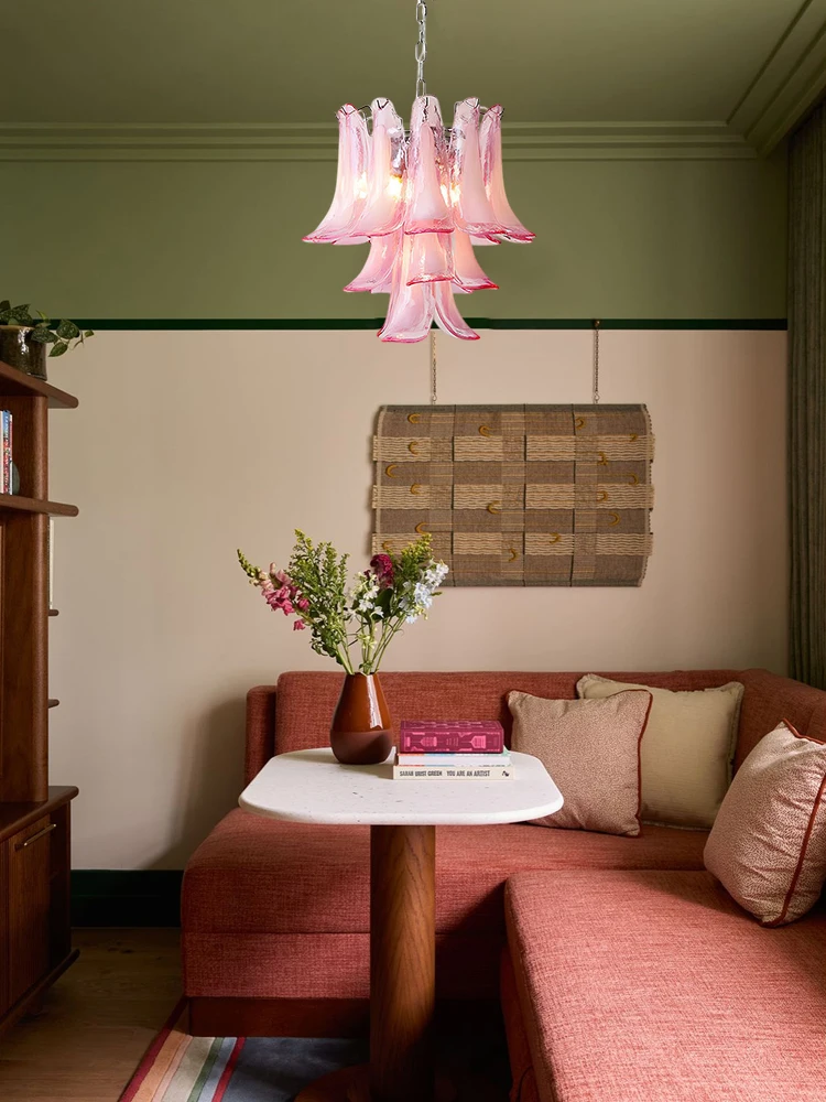 

Подвесная люстра Pink Dream Glass Tree с диммируемыми LED-лампами 2026 для фойе и столовой