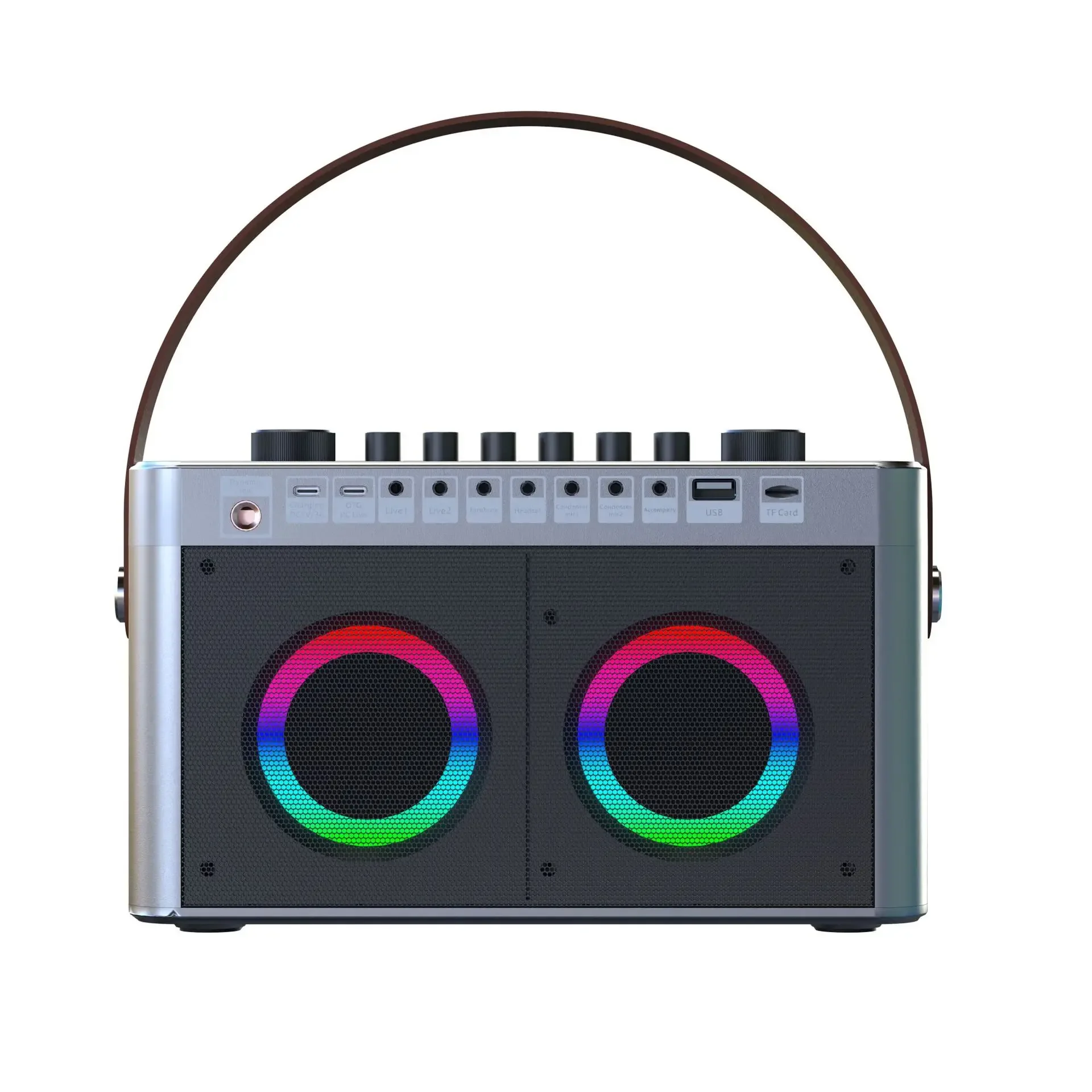 

Xtuga SY9 RGB Light Portable Mobile KTV Podcast Kit Active Karaoke Players Speaker With Wireless Mic Blueteeth Sound Card