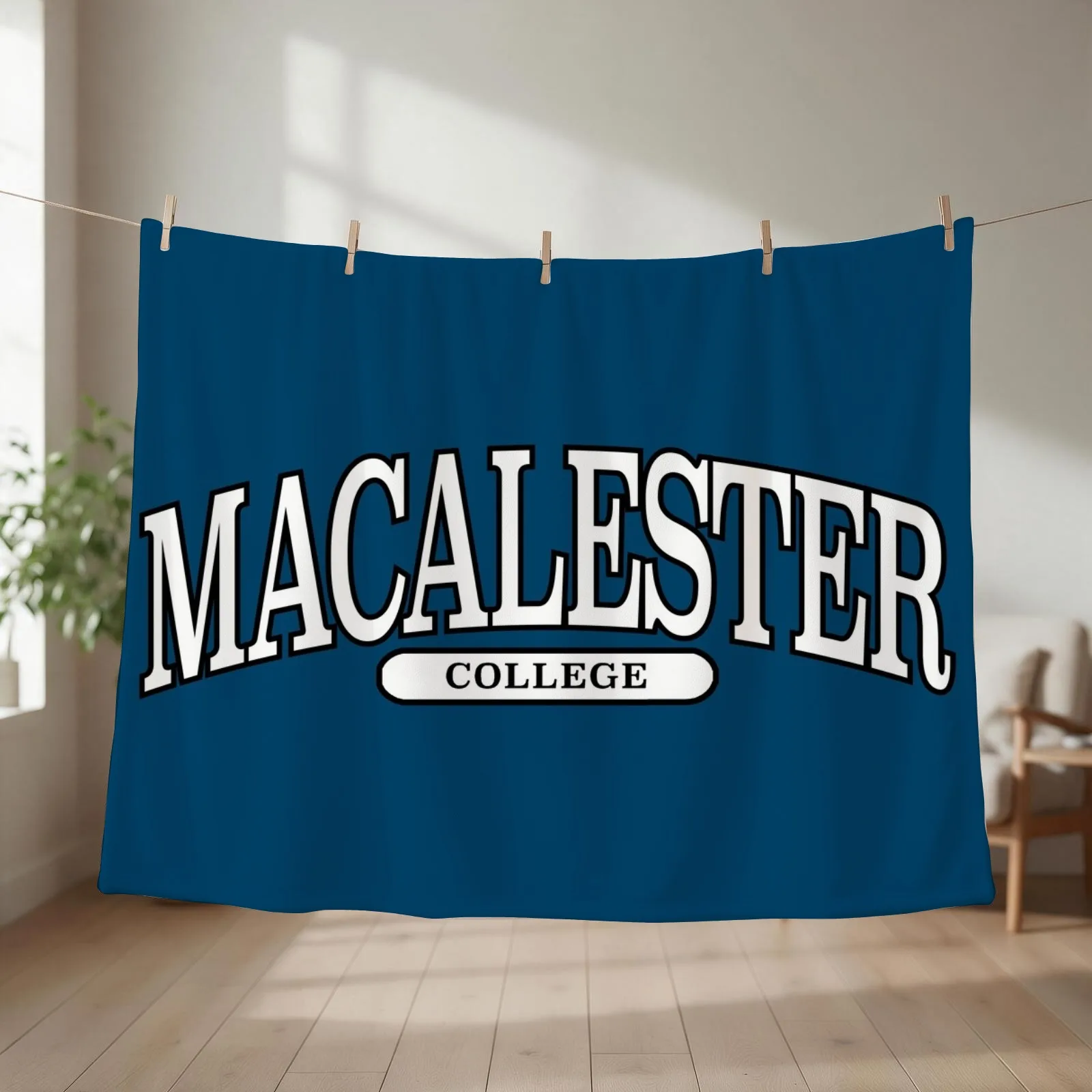 macalester college - serif font curved Throw Blanket Sofa Quilt Flannel Fabric Sofas Hairys Blankets