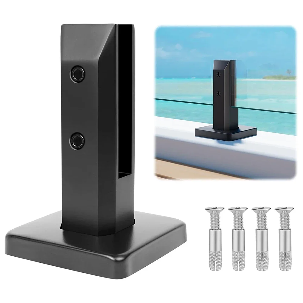 160mm/6.3in Stainless Steel Pillar Base Villa Balcony Fixed Clip Special Pool Clip Staircase Handrail Guardrail Glass Card Slot