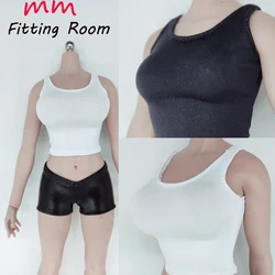 1/6 Scale female dolls clothes black white vest for 12'' action figure body model