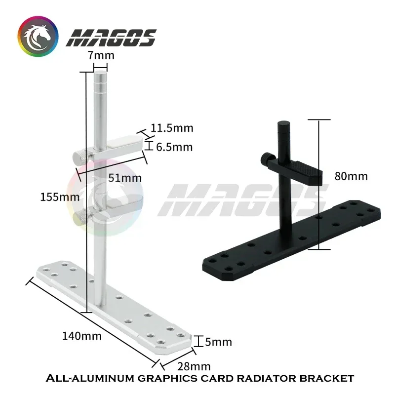 Full Aluminum Graphics Card Holder GPU Bracket For RTX 4080 4090 Seaview Room Cabinet, Bottom Fan Mounting
