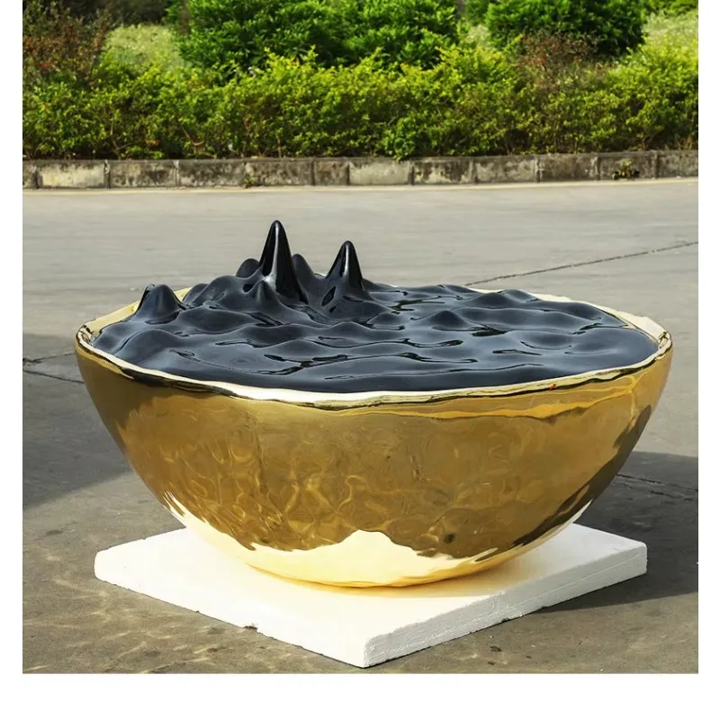 BJ-22 J1 large water ripple fiberglass sculpture custom base sales office art decoration
