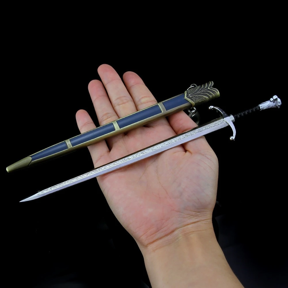 21cm Jon Snow Longclaw espada juego TV periféricos de tronos arma totalmente de Metal modelo artesanía colección de juguetes llavero adornos
